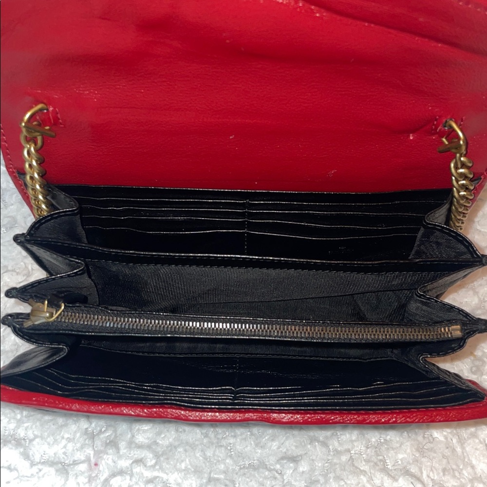 Gucci Torchon Marmont Quilted Leather Wallet on Chain WOC Bag Clutch Black/Red - Picture 13 of 17